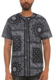 Bandana Print Baseball Jersey (Color: Black, size: XL)