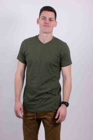 Tri-Blend V-Neck T-Shirt (Color: Olive, size: XL)